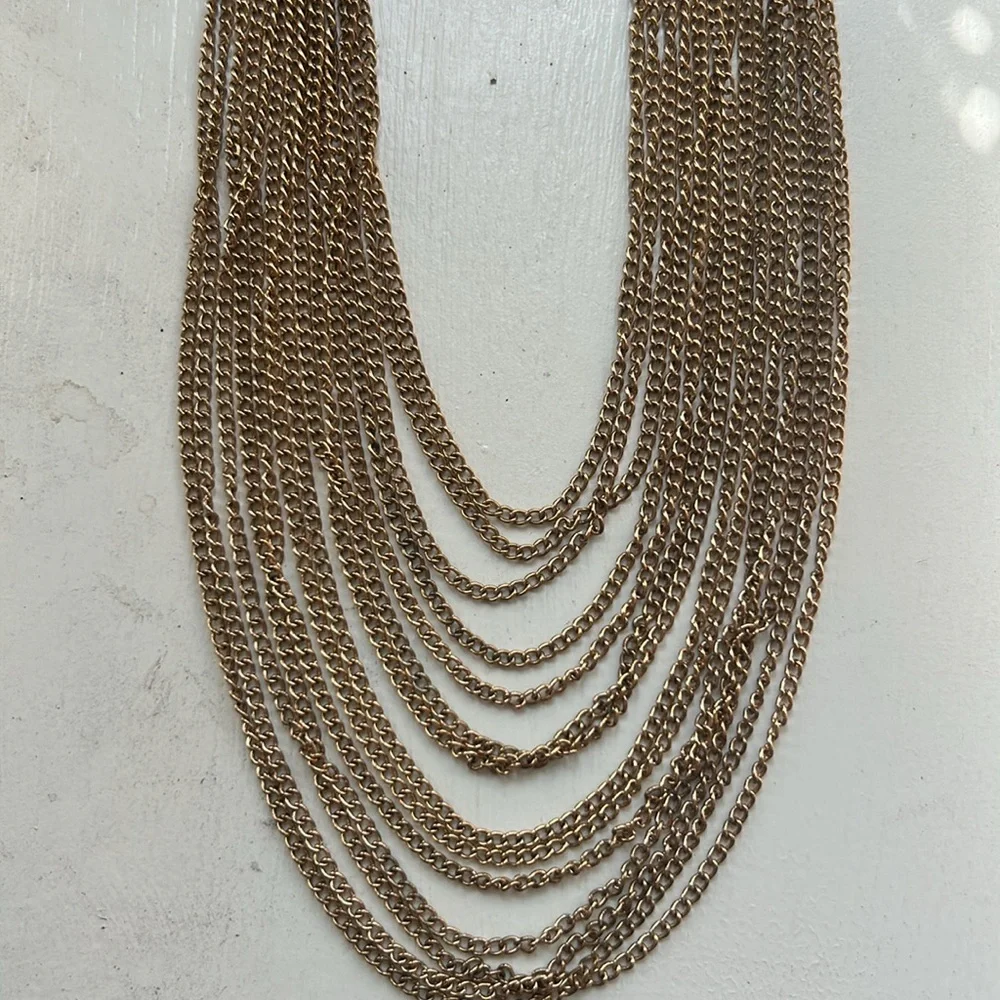 Elegant Gold tone 14-Strand chain Necklace - Picture 5 of 6